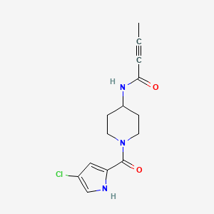 molecular formula C14H16ClN3O2 B2415626 N-[1-(4-Chloro-1H-pyrrole-2-carbonyl)piperidin-4-yl]but-2-ynamide CAS No. 2411257-47-9