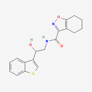 molecular formula C18H18N2O3S B2415643 N-[2-(1-benzothiophen-3-yl)-2-hydroxyethyl]-4,5,6,7-tetrahydro-1,2-benzoxazole-3-carboxamide CAS No. 2034257-15-1