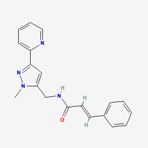 (E)-N-[(2-Methyl-5-pyridin-2-ylpyrazol-3-yl)methyl]-3-phenylprop-2-enamide