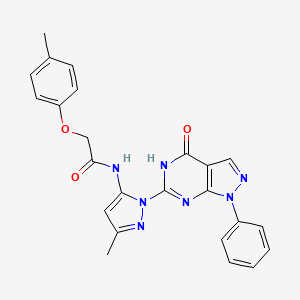molecular formula C24H21N7O3 B2415687 N-(3-methyl-1-(4-oxo-1-phenyl-4,5-dihydro-1H-pyrazolo[3,4-d]pyrimidin-6-yl)-1H-pyrazol-5-yl)-2-(p-tolyloxy)acetamide CAS No. 1019097-81-4