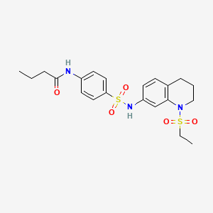 molecular formula C21H27N3O5S2 B2415691 N-(4-(N-(1-(ethylsulfonyl)-1,2,3,4-tetrahydroquinolin-7-yl)sulfamoyl)phenyl)butyramide CAS No. 946250-24-4