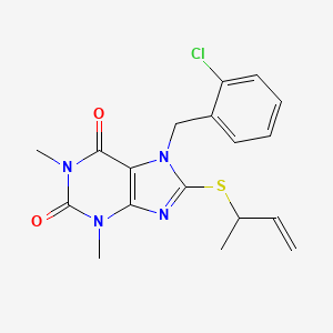 8-But-3-en-2-ylsulfanyl-7-[(2-chlorophenyl)methyl]-1,3-dimethylpurine-2,6-dione