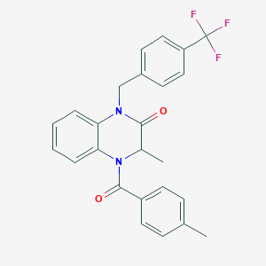 3-methyl-4-(4-methylbenzoyl)-1-[[4-(trifluoromethyl)phenyl]methyl]-3H-quinoxalin-2-one