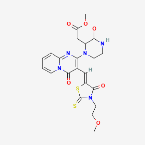 (Z)-methyl 2-(1-(3-((3-(2-methoxyethyl)-4-oxo-2-thioxothiazolidin-5-ylidene)methyl)-4-oxo-4H-pyrido[1,2-a]pyrimidin-2-yl)-3-oxopiperazin-2-yl)acetate