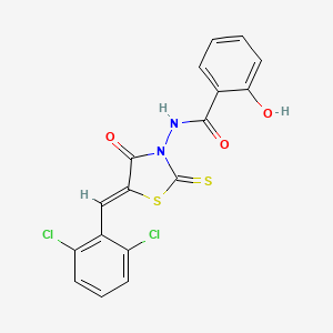 N-[(5Z)-5-[(2,6-dichlorophenyl)methylidene]-4-oxo-2-sulfanylidene-1,3-thiazolidin-3-yl]-2-hydroxybenzamide