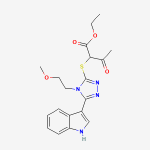 molecular formula C19H22N4O4S B2415730 ethyl 2-((5-(1H-indol-3-yl)-4-(2-methoxyethyl)-4H-1,2,4-triazol-3-yl)thio)-3-oxobutanoate CAS No. 852145-32-5
