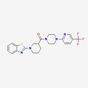 molecular formula C23H24F3N5OS B2415734 (1-(Benzo[d]thiazol-2-yl)piperidin-3-yl)(4-(5-(trifluoromethyl)pyridin-2-yl)piperazin-1-yl)methanone CAS No. 1705060-68-9
