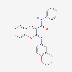 (2Z)-2-(2,3-dihydro-1,4-benzodioxin-6-ylimino)-N-phenyl-2H-chromene-3-carboxamide