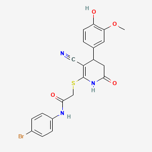 N-(4-bromophenyl)-2-[[5-cyano-4-(4-hydroxy-3-methoxyphenyl)-2-oxo-3,4-dihydro-1H-pyridin-6-yl]sulfanyl]acetamide