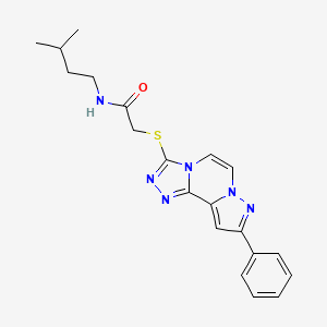 N-(3-methylbutyl)-2-[(11-phenyl-3,4,6,9,10-pentazatricyclo[7.3.0.02,6]dodeca-1(12),2,4,7,10-pentaen-5-yl)sulfanyl]acetamide