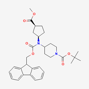 molecular formula C32H40N2O6 B2415783 Tert-butyl 4-[9H-fluoren-9-ylmethoxycarbonyl-[(1R,3S)-3-methoxycarbonylcyclopentyl]amino]piperidine-1-carboxylate CAS No. 2155840-40-5