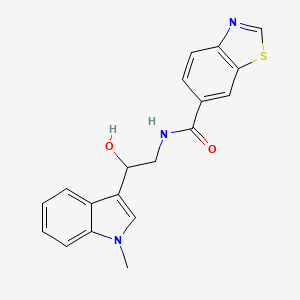 molecular formula C19H17N3O2S B2415784 N-(2-hydroxy-2-(1-methyl-1H-indol-3-yl)ethyl)benzo[d]thiazole-6-carboxamide CAS No. 2034554-43-1