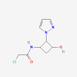 molecular formula C9H12ClN3O2 B2415788 2-Chloro-N-(3-hydroxy-2-pyrazol-1-ylcyclobutyl)acetamide CAS No. 2411253-59-1