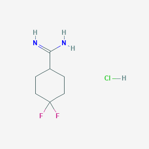 molecular formula C7H13ClF2N2 B2415789 4,4-二氟环己烷-1-甲酰亚胺酰胺盐酸盐 CAS No. 2172450-78-9