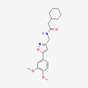 2-cyclohexyl-N-((5-(3,4-dimethoxyphenyl)isoxazol-3-yl)methyl)acetamide