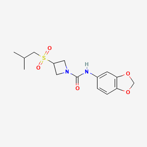 molecular formula C15H20N2O5S B2415799 N-(benzo[d][1,3]dioxol-5-yl)-3-(isobutylsulfonyl)azetidine-1-carboxamide CAS No. 1796970-44-9