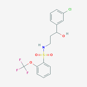 molecular formula C16H15ClF3NO4S B2415829 N-(3-(3-chlorophenyl)-3-hydroxypropyl)-2-(trifluoromethoxy)benzenesulfonamide CAS No. 2034457-03-7