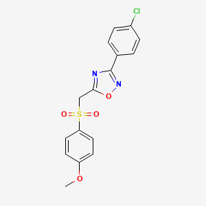 molecular formula C16H13ClN2O4S B2415844 3-(4-Chlorophenyl)-5-(((4-methoxyphenyl)sulfonyl)methyl)-1,2,4-oxadiazole CAS No. 1105222-02-3
