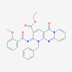 molecular formula C29H24N4O5 B2415847 ethyl 7-benzyl-6-(2-methoxybenzoyl)imino-2-oxo-1,7,9-triazatricyclo[8.4.0.03,8]tetradeca-3(8),4,9,11,13-pentaene-5-carboxylate CAS No. 534581-36-7