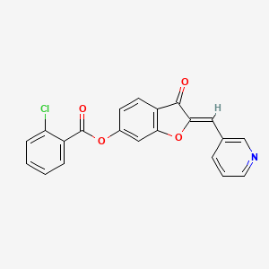 molecular formula C21H12ClNO4 B2415848 (Z)-3-oxo-2-(pyridin-3-ylmethylene)-2,3-dihydrobenzofuran-6-yl 2-chlorobenzoate CAS No. 622789-45-1