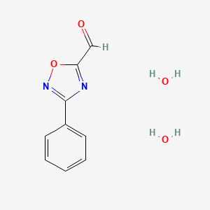 molecular formula C9H10N2O4 B2415853 3-Phenyl-1,2,4-oxadiazole-5-carbaldehyde dihydrate CAS No. 1559062-07-5