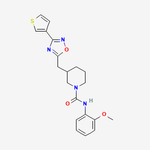 molecular formula C20H22N4O3S B2415869 N-(2-methoxyphenyl)-3-((3-(thiophen-3-yl)-1,2,4-oxadiazol-5-yl)methyl)piperidine-1-carboxamide CAS No. 1787880-03-8