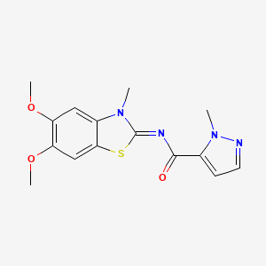 (E)-N-(5,6-dimethoxy-3-methylbenzo[d]thiazol-2(3H)-ylidene)-1-methyl-1H-pyrazole-5-carboxamide