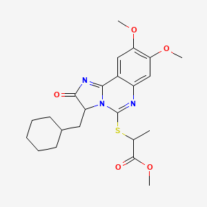 molecular formula C23H29N3O5S B2415882 Methyl 2-{[3-(cyclohexylmethyl)-8,9-dimethoxy-2-oxo-2,3-dihydroimidazo[1,2-c]quinazolin-5-yl]sulfanyl}propanoate CAS No. 1023949-52-1