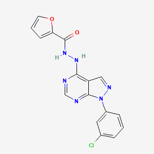 molecular formula C16H11ClN6O2 B2415884 N'-[1-(3-chlorophenyl)pyrazolo[3,4-d]pyrimidin-4-yl]furan-2-carbohydrazide CAS No. 881082-71-9