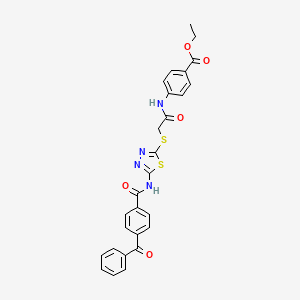 Ethyl 4-[[2-[[5-[(4-benzoylbenzoyl)amino]-1,3,4-thiadiazol-2-yl]sulfanyl]acetyl]amino]benzoate