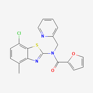 molecular formula C19H14ClN3O2S B2415944 N-(7-chloro-4-methylbenzo[d]thiazol-2-yl)-N-(pyridin-2-ylmethyl)furan-2-carboxamide CAS No. 899736-15-3