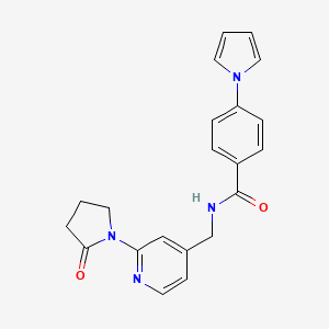 molecular formula C21H20N4O2 B2415956 N-{[2-(2-oxopyrrolidin-1-yl)pyridin-4-yl]methyl}-4-(1H-pyrrol-1-yl)benzamide CAS No. 2097862-47-8