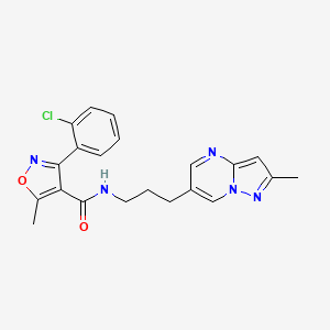 3-(2-chlorophenyl)-5-methyl-N-(3-(2-methylpyrazolo[1,5-a]pyrimidin-6-yl)propyl)isoxazole-4-carboxamide