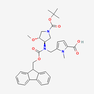 5-[[9H-Fluoren-9-ylmethoxycarbonyl-[(3R,4R)-4-methoxy-1-[(2-methylpropan-2-yl)oxycarbonyl]pyrrolidin-3-yl]amino]methyl]-1-methylpyrrole-2-carboxylic acid