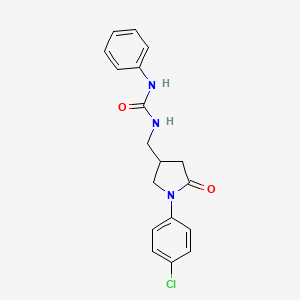 molecular formula C18H18ClN3O2 B2415964 1-((1-(4-Chlorophenyl)-5-oxopyrrolidin-3-yl)methyl)-3-phenylurea CAS No. 954588-07-9