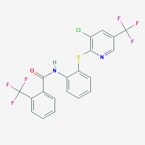 molecular formula C20H11ClF6N2OS B2415967 N-[2-[3-chloro-5-(trifluoromethyl)pyridin-2-yl]sulfanylphenyl]-2-(trifluoromethyl)benzamide CAS No. 338420-77-2