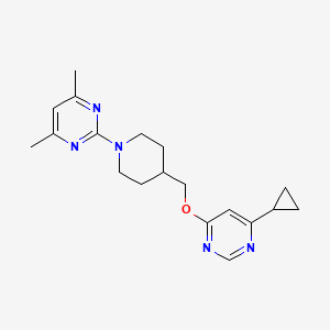 molecular formula C19H25N5O B2415977 2-(4-(((6-Cyclopropylpyrimidin-4-yl)oxy)methyl)piperidin-1-yl)-4,6-dimethylpyrimidine CAS No. 2320379-04-0