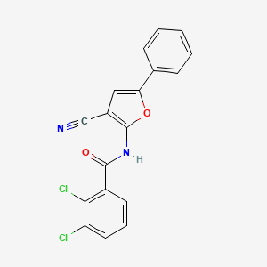 molecular formula C18H10Cl2N2O2 B2415981 2,3-dichloro-N-(3-cyano-5-phenylfuran-2-yl)benzamide CAS No. 478045-54-4