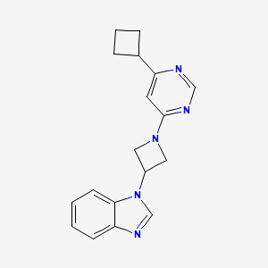 molecular formula C18H19N5 B2415982 1-[1-(6-Cyclobutylpyrimidin-4-yl)azetidin-3-yl]benzimidazole CAS No. 2380088-41-3