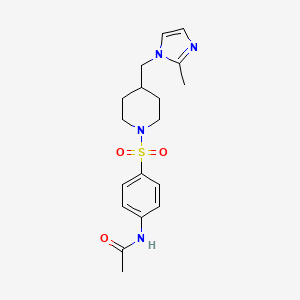 molecular formula C18H24N4O3S B2415989 N-(4-((4-((2-methyl-1H-imidazol-1-yl)methyl)piperidin-1-yl)sulfonyl)phenyl)acetamide CAS No. 1396873-85-0