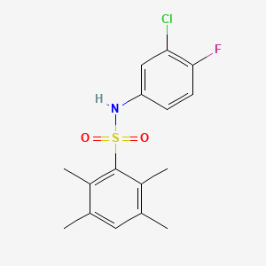 molecular formula C16H17ClFNO2S B2415994 N-(3-chloro-4-fluorophenyl)-2,3,5,6-tetramethylbenzenesulfonamide CAS No. 700852-39-7