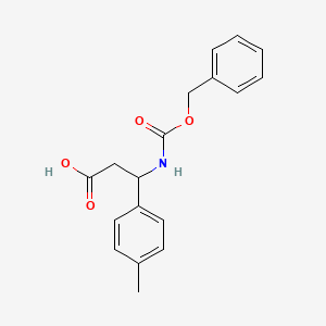 molecular formula C18H19NO4 B2415999 3-{[(Benzyloxy)carbonyl]amino}-3-(4-methylphenyl)propanoic acid CAS No. 406726-23-6