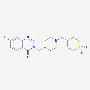 3-[[1-[(1,1-Dioxothian-4-yl)methyl]piperidin-4-yl]methyl]-7-fluoroquinazolin-4-one
