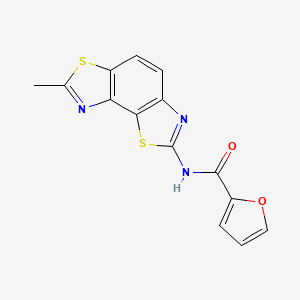 molecular formula C14H9N3O2S2 B2416012 N-{11-methyl-3,10-dithia-5,12-diazatricyclo[7.3.0.0^{2,6}]dodeca-1(9),2(6),4,7,11-pentaen-4-yl}furan-2-carboxamide CAS No. 394227-75-9