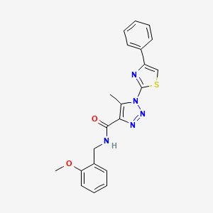 molecular formula C21H19N5O2S B2416030 N-(2-methoxybenzyl)-5-methyl-1-(4-phenylthiazol-2-yl)-1H-1,2,3-triazole-4-carboxamide CAS No. 1257547-75-3