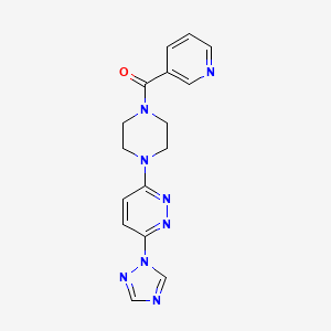 molecular formula C16H16N8O B2416044 (4-(6-(1H-1,2,4-triazol-1-yl)pyridazin-3-yl)piperazin-1-yl)(pyridin-3-yl)methanone CAS No. 1797283-60-3