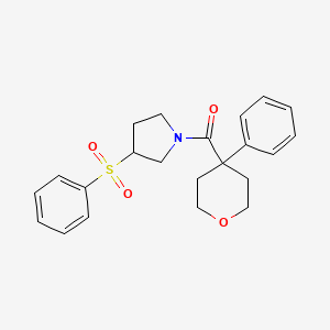 molecular formula C22H25NO4S B2416052 (3-(苯磺酰基)吡咯烷-1-基)(4-苯基四氢-2H-吡喃-4-基)甲苯酮 CAS No. 1448058-99-8