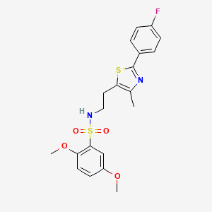 molecular formula C20H21FN2O4S2 B2416055 N-(2-(2-(4-fluorophenyl)-4-methylthiazol-5-yl)ethyl)-2,5-dimethoxybenzenesulfonamide CAS No. 894006-17-8