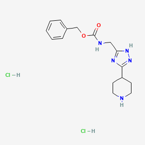 molecular formula C16H23Cl2N5O2 B2416059 benzyl N-{[3-(piperidin-4-yl)-1H-1,2,4-triazol-5-yl]methyl}carbamate dihydrochloride CAS No. 2044714-25-0