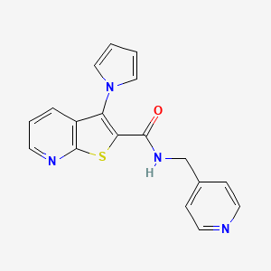 molecular formula C18H14N4OS B2416072 N-(pyridin-4-ylmethyl)-3-(1H-pyrrol-1-yl)thieno[2,3-b]pyridine-2-carboxamide CAS No. 1112385-32-6